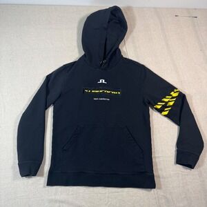 J.Lindeberg Hoodie Mens Large Black Collab Under Construction‎ Graphic